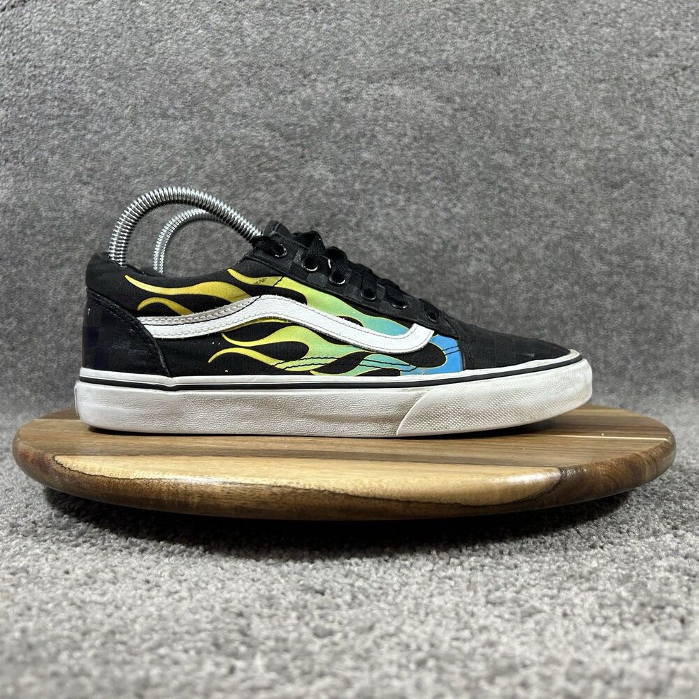 Vans Old Skool Glow Flame Check Junior Size 6.5 Skate Casual Low Top Shoes Used